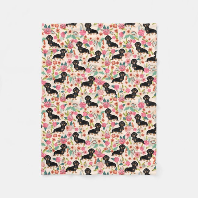 Doxie Blanket - black and tan dachshunds - cream (Front)