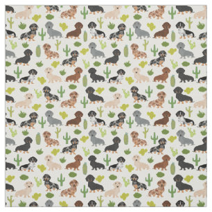 Doxie Cactus Fabric - cute dachshunds gift