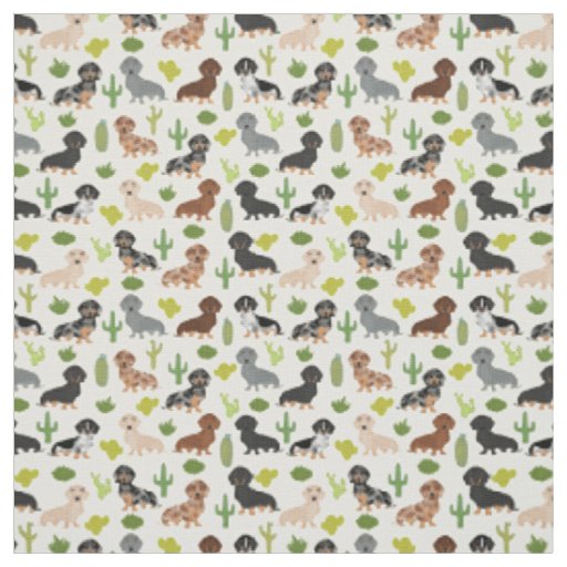 Doxie Cactus Fabric - cute dachshunds gift