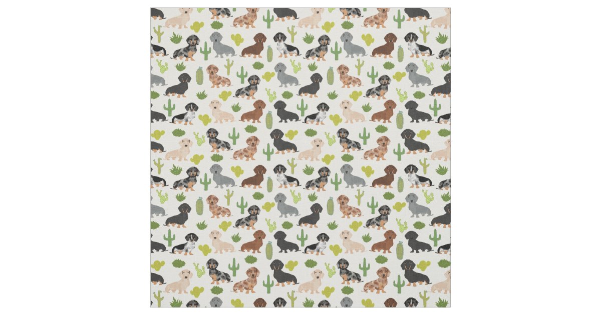 Doxie Cactus Fabric - cute dachshunds gift | Zazzle
