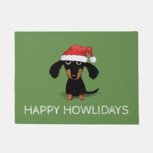 Doxie Clause Cute Dachshund with Santa Hat Doormat