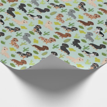Doxie Dachshund Cactus Wrapping Paper by FriendlyPets at Zazzle
