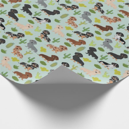Doxie Dachshund Cactus Wrapping Paper