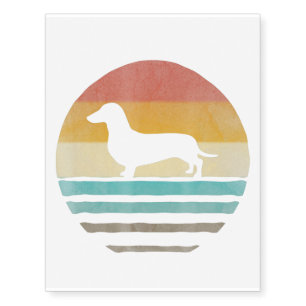 Doxie Dachshund Dog 70S Silhouette Gift Temporary Tattoos