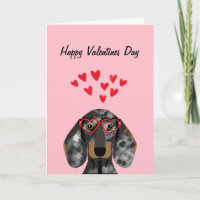 Doxie Dachshund Valentines - Double dapple Holiday Card