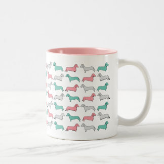 Doxie Dash - Pink Two-Tone Coffee Mug