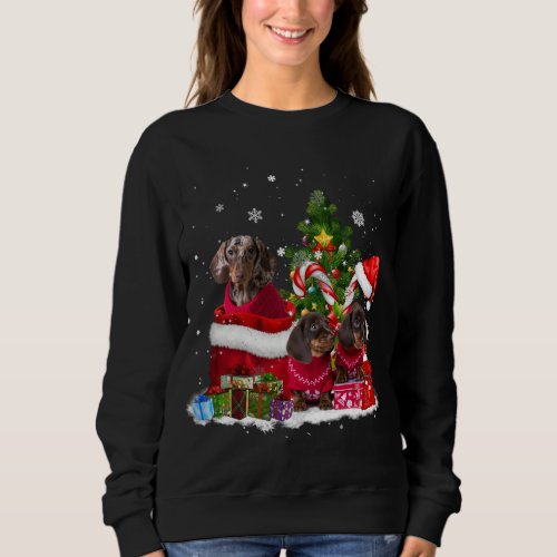 Doxie Dog Christmas Tree Lights Pajamas Xmas Match Sweatshirt