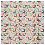 Doxie Florals Fabric - cute dachshund fabric print