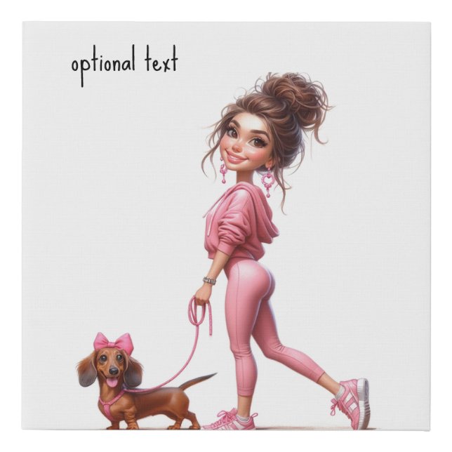 Doxie Girl Faux Canvas Print (Front)