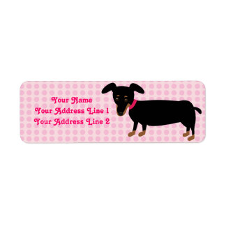 Doxie Girl with Pink Dots Background Label