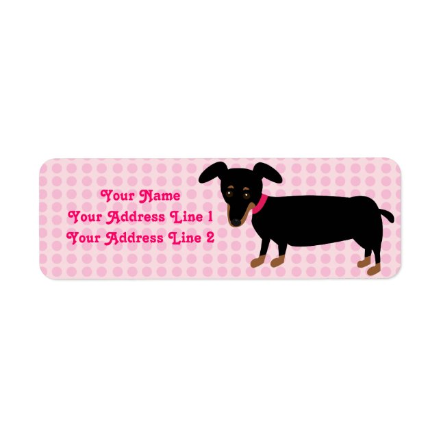 Doxie Girl with Pink Dots Background Label (Front)