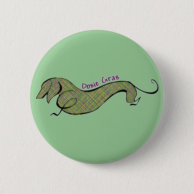 Doxie Gras Pinback Button (Front)