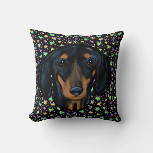 DOXIE Heart Art Throw Pillow (Front)