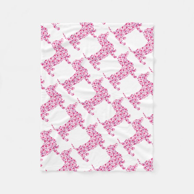 DOXIE-Hearts Fleece Blanket (Front)