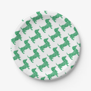 Doxie-in-Shamrocks Paper Plates