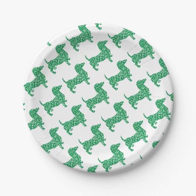 Doxie-in-Shamrocks Paper Plates (Front)
