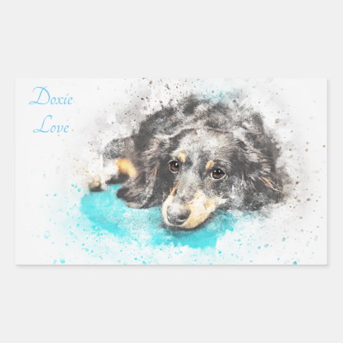 DOXIE LOVE Long Hair Dachshund Oval Stickers