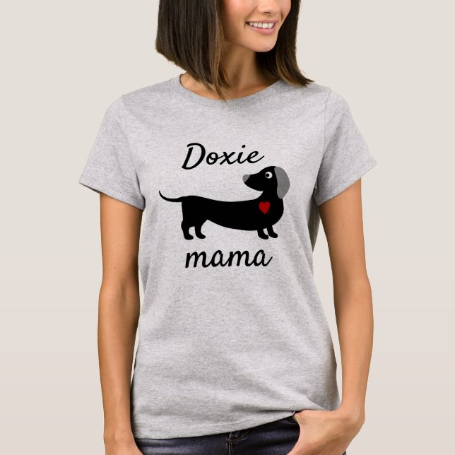 Doxie Mama Dachshund Red Heart T-Shirt (Front)