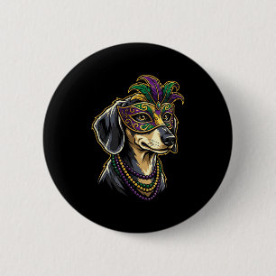 Doxie mardi gras jester costume carnival parade button