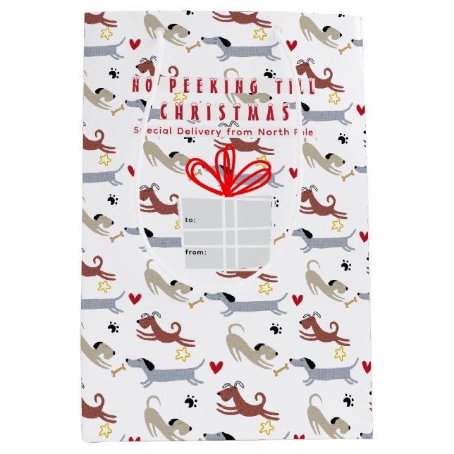 Doxie Merry & Bright Dachshund Christmas Medium Gift Bag (Front)