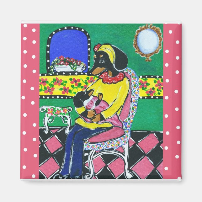 Doxie Mom & Baby Magnet (Front)