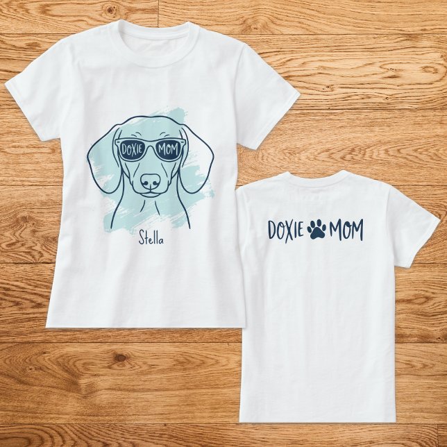 Doxie Mom Ice Blue T-Shirt with Custom Name (Creator Uploaded)