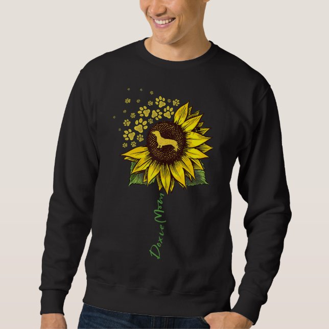 Doxie Mom Sunflower Dachshund Lover Gifts Dog Mom  Sweatshirt (Front)