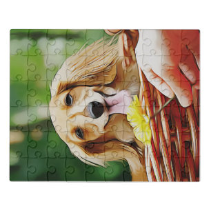 Doxie Person Hand Showing A Flower To A Dachshund Jigsaw Puzzle
