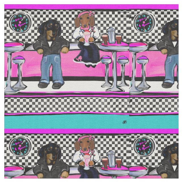 Doxie Rock and Roll Fabric (Close Up)