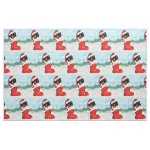 Doxie Santa Fabric