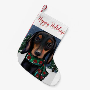 Doxie small christmas stocking