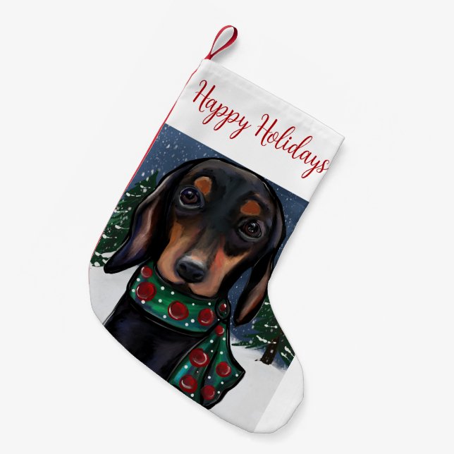 Doxie  small christmas stocking (Front (Hanging))