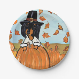Doxie Thanksgiving Paper Plates