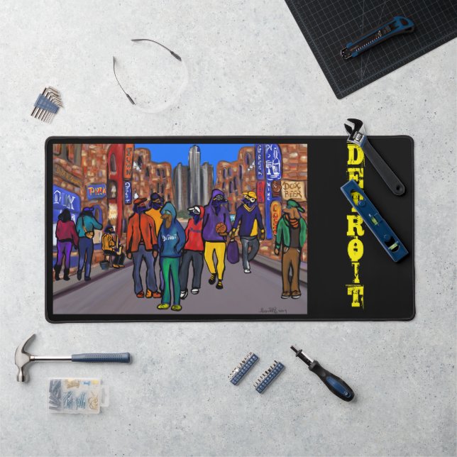 Doxie Town City - DETROIT  Desk Mat (Workstation)