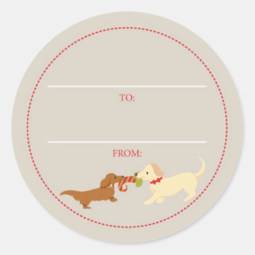 Doxie Tug_of_War Christmas Gift Tag