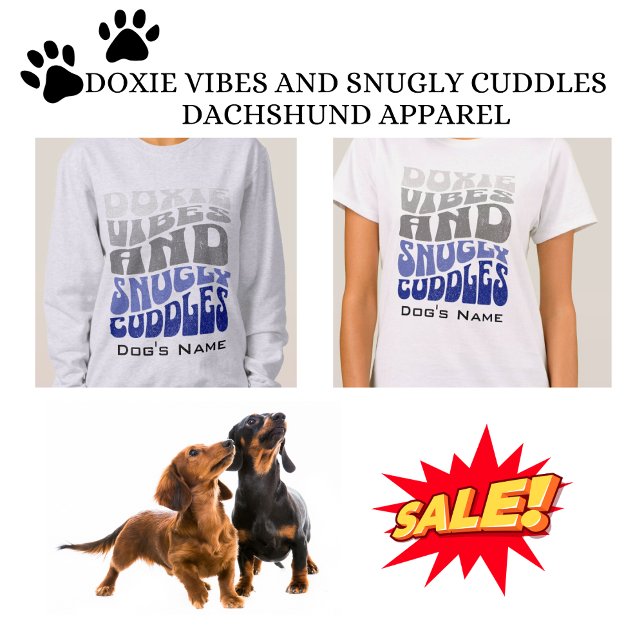 Doxie Vibes Cute Blue Gray Dachshund Lover Retro Sweatshirt (Creator Uploaded)