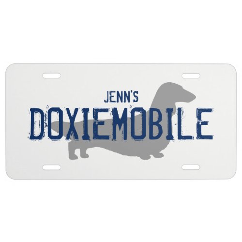 DOXIEMOBILE Long Haired Dachshund Silhouette License Plate
