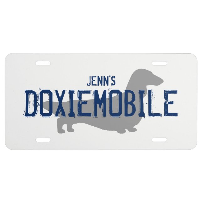 DOXIEMOBILE Long Haired Dachshund Silhouette License Plate (Front)