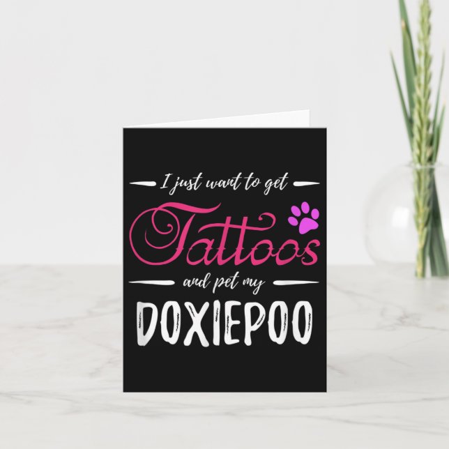 Doxiepoo Dog Lover Tattoo Funny Dog Mom Gift Idea  Card (Front)