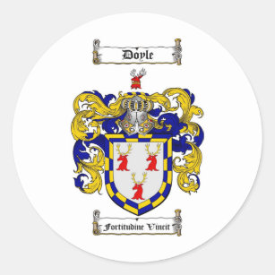 DOYLE FAMILY CREST -  DOYLE COAT OF ARMS CLASSIC ROUND STICKER