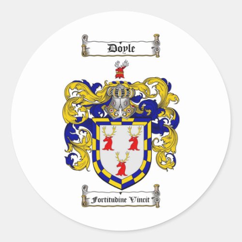 DOYLE FAMILY CREST _  DOYLE COAT OF ARMS CLASSIC ROUND STICKER