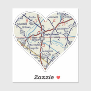 Doylestown PA Vintage Map Sticker