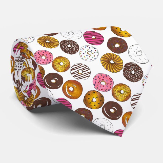 Dozen Donuts Doughnut Breakfast Novelty Junk Food Tie (Rolled)