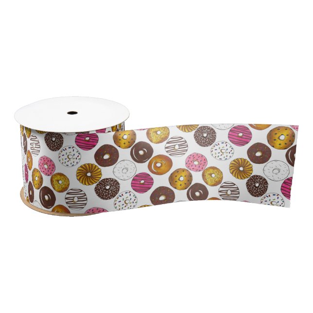 Dozen Donuts Doughnuts Breakfast Junk Food Foodie Satin Ribbon (Spool)