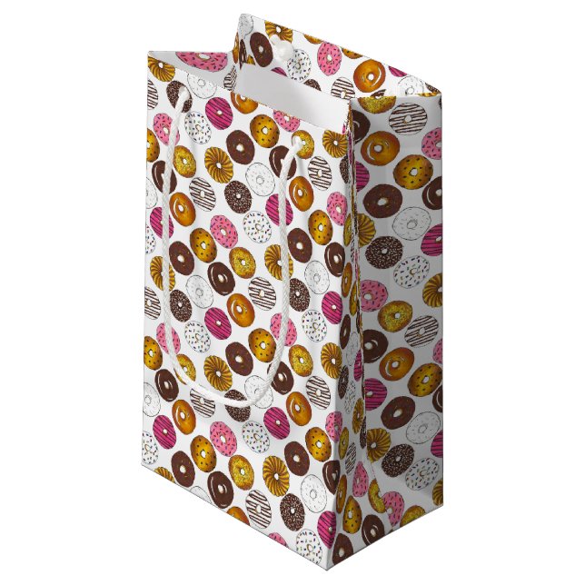 Dozen Donuts Doughnuts Breakfast Junk Food Foodie Small Gift Bag (Front Angled)