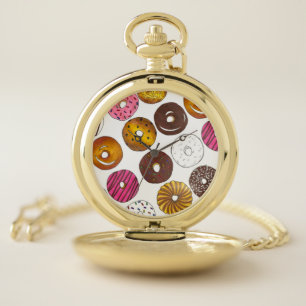 Dozen Doughnuts Donut Breakfast Junk Food Pocket Watch