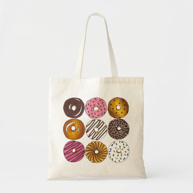 Dozen Doughnuts Donuts Breakfast Foodie Pastry Tote Bag (Front)