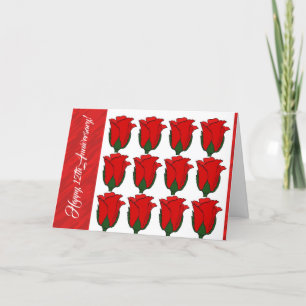 Dozen Red Roses Happy 12th Anniversary Card