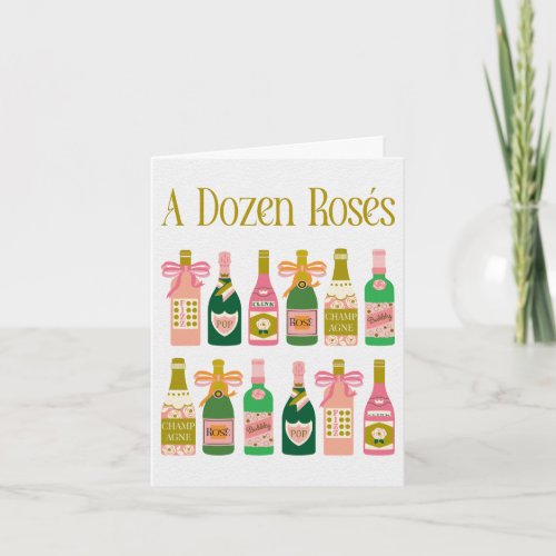 Dozen Ross Pink Champagne Bottles Pop Fizz Clink Card