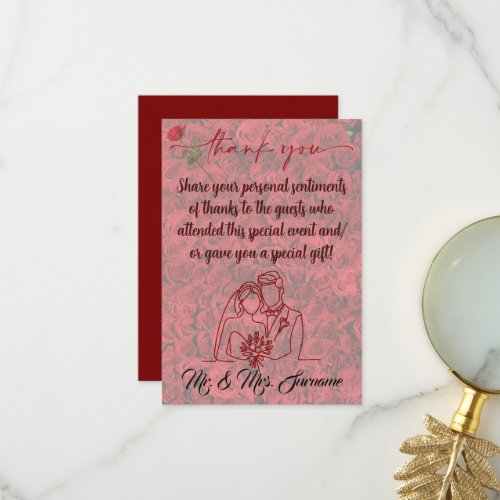 Dozen Roses | Wedding Thank You Note Card